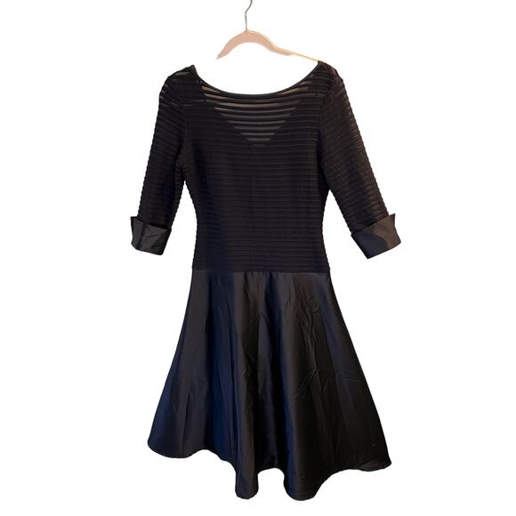 JS Collection Women's Textured Striped Satin Midi A-Line Dress Size 8 Black - Picture 10 of 10